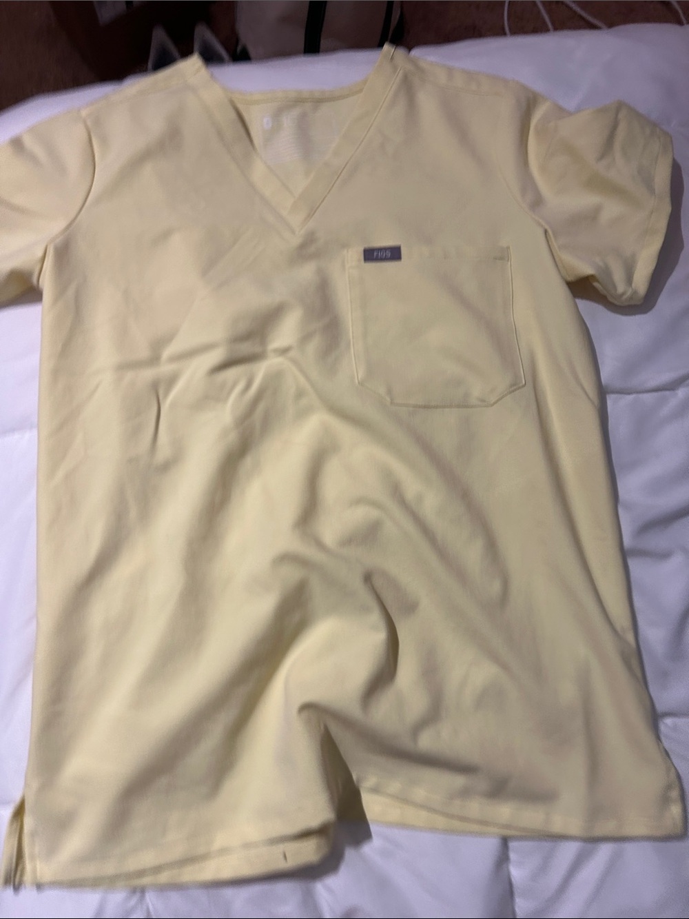Figs Women's Scrub Top in Light Yellow